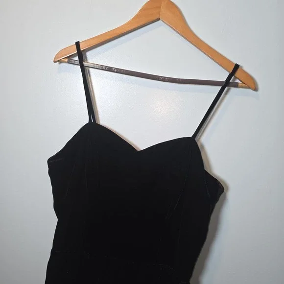 Patra‎ Vintage 80s Black Velvet Spaghetti Strap Dress Size 11/12 - Picture 3 of 7